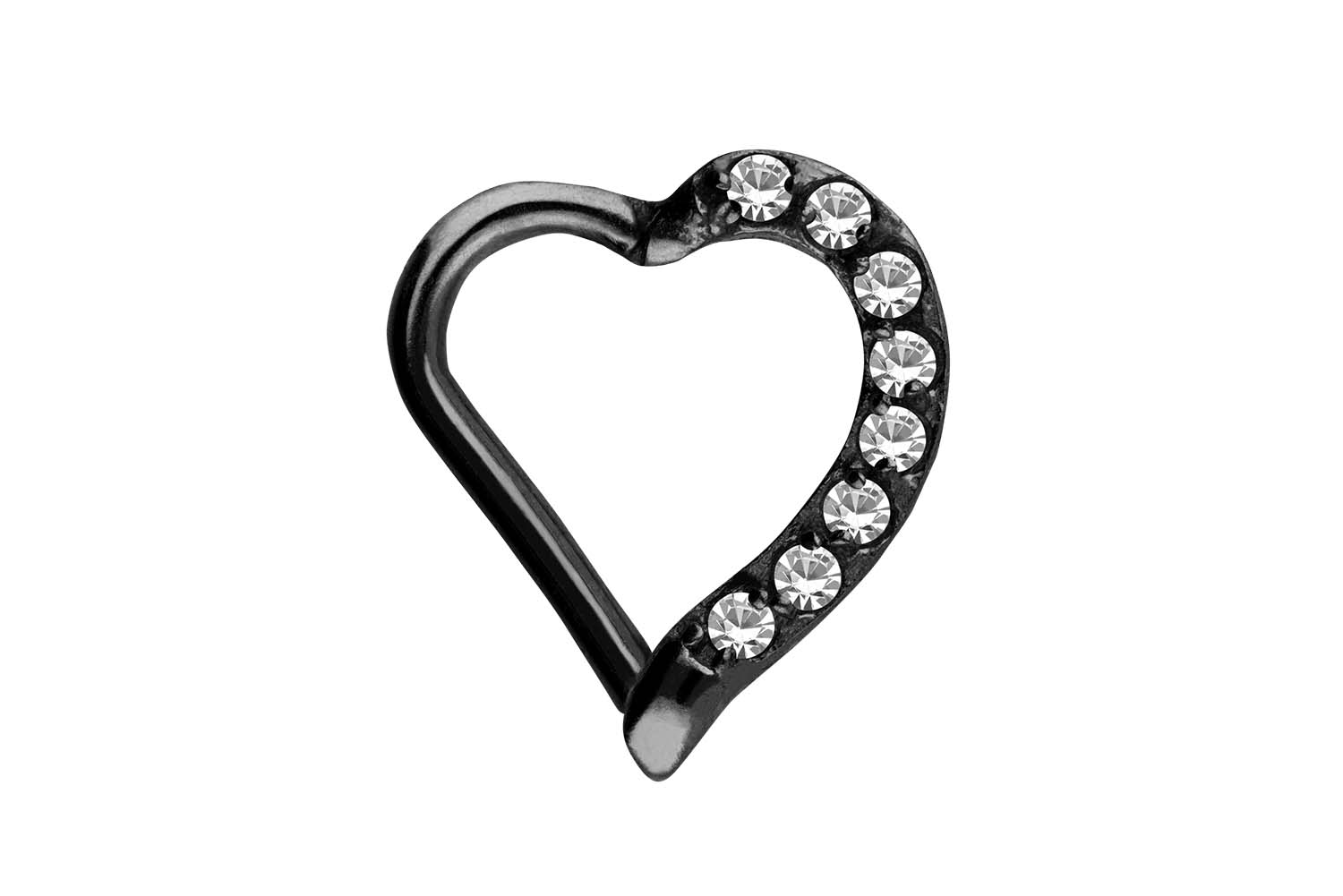 Chirurgenstahl Clicker HERZ + EINGEFASSTE KRISTALLE von Piercingline